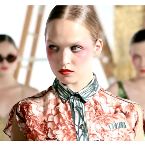 TRIBUNE STANDARD Orange and Green Botanical Sleeveless 100% Silk Dress - Size L. - Picture 3 of 16